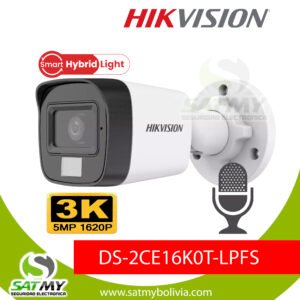 CAMARA TVI BALA 3K(~5MP) CON AUDIO, IR25M + LUZ20M, 2.8MM, IP67, PLASTICA
